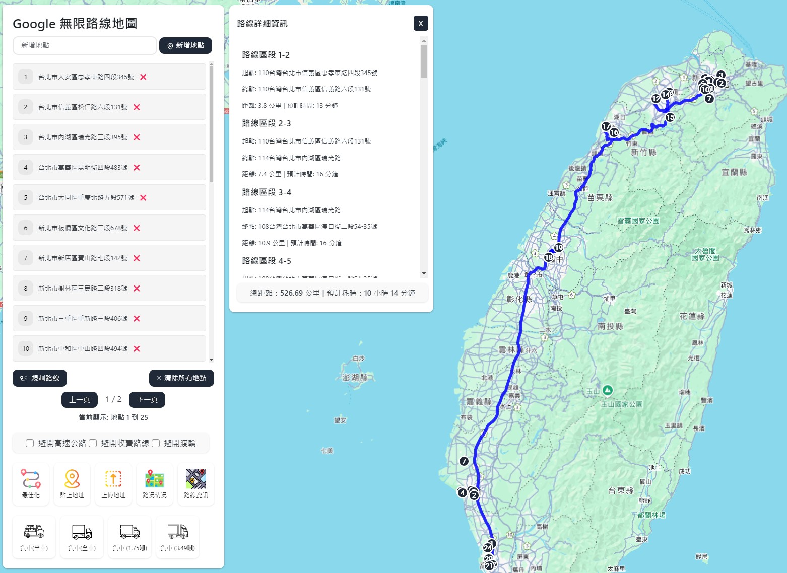 Uni-MAP 地圖路線排程系統：Google Maps 最佳化路線管理解決方案